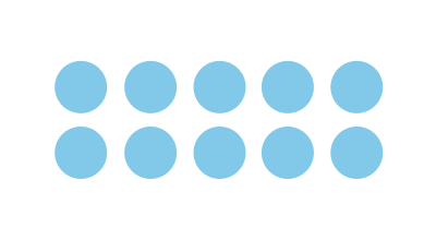 2 by 5 array of blue dots