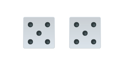 top of two dice both showing 5 dots