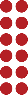 2 by 6 array of red dots