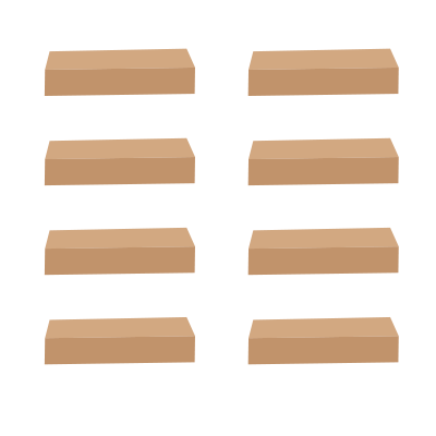 Illustration of wooded blocks lined up in two columns of 4 blocks.