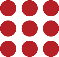 3 by 3 array of red dots