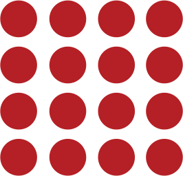 4 by 4 array of red dots