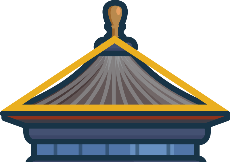 The top of the building has an arch that looks like a triangle