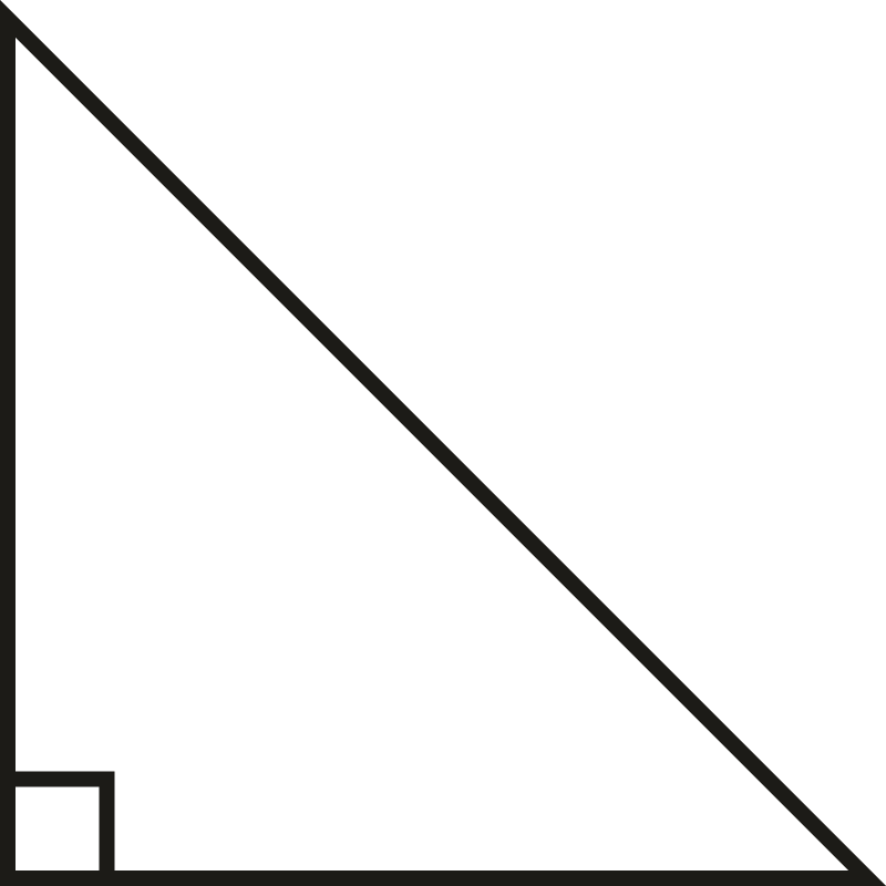 A right triangle has one ninety degree angle. 