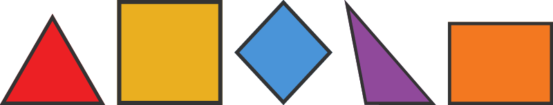 a equalateral triangle, a square, a rhombus, an obtuse triangle, and a rectangle.
