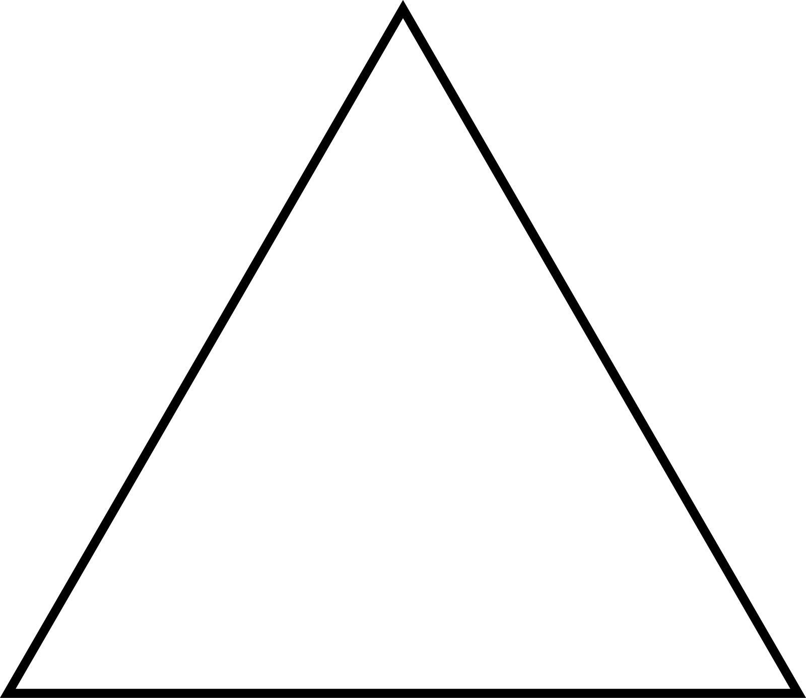 An equalaterl triangle. All the angles are the same and all the sides are the same.
