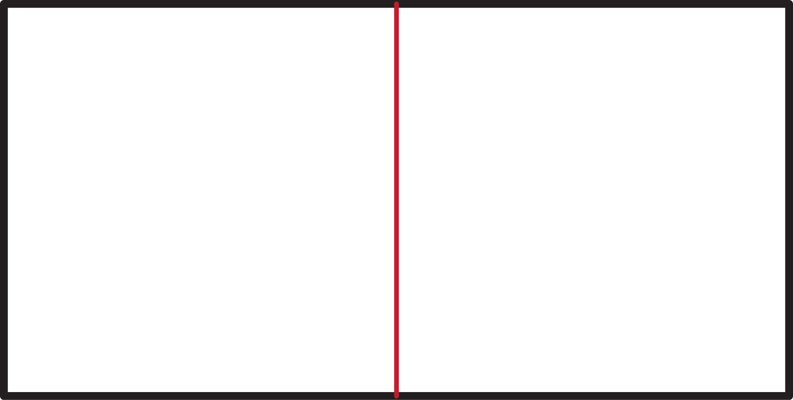 A rectangle with one line of symmetry