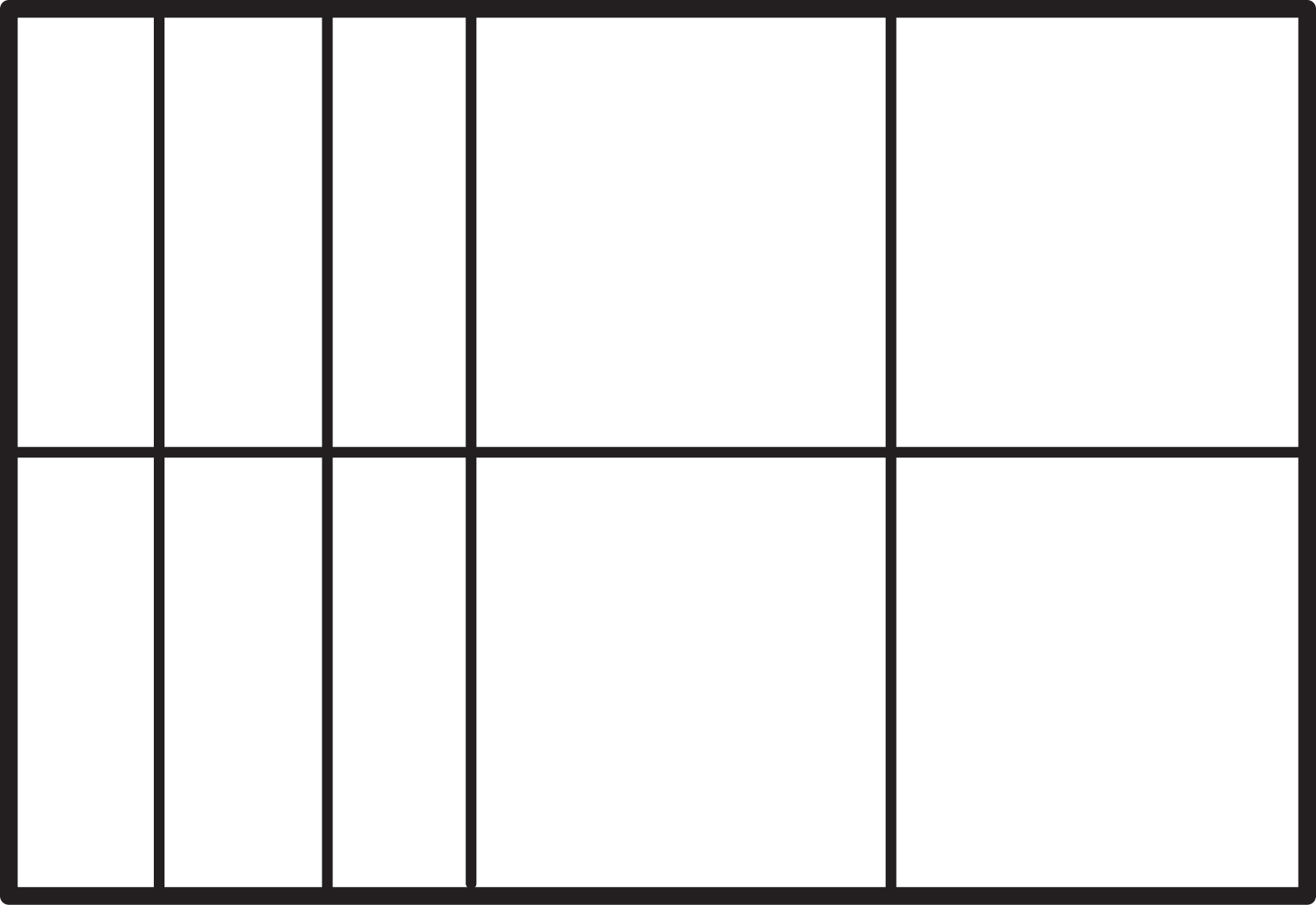 A rectangle partitioned incorrectly it has 6 equal
                      parts and then 4 equal parts.