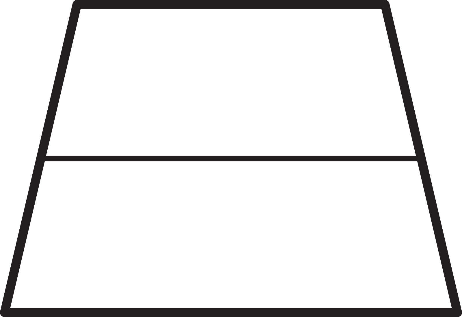 A trapezoid improperly partitioned into 2 equal parts