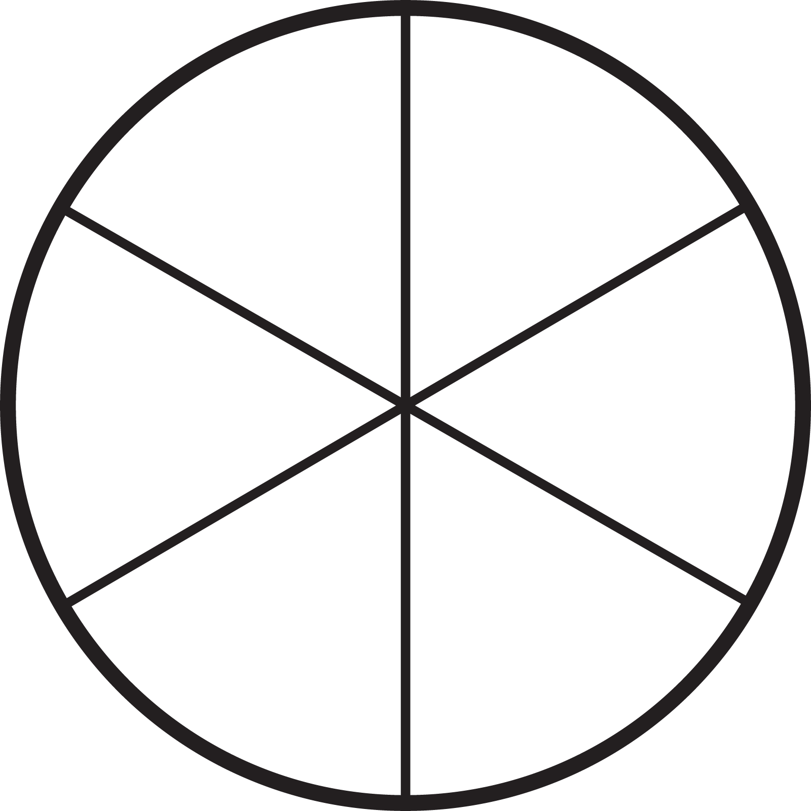 A circle with 6 equal parts.