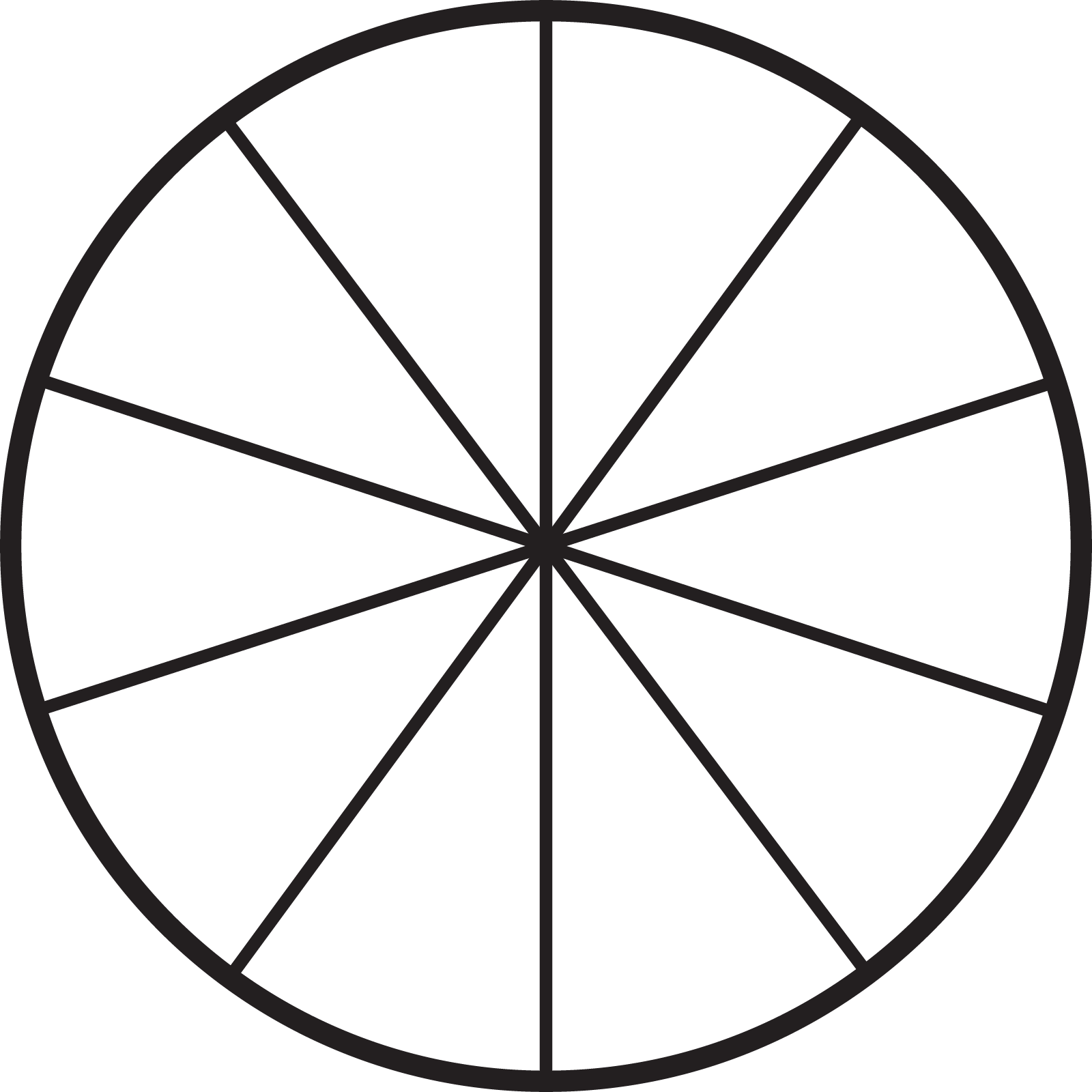 A circle with 10 equal parts.