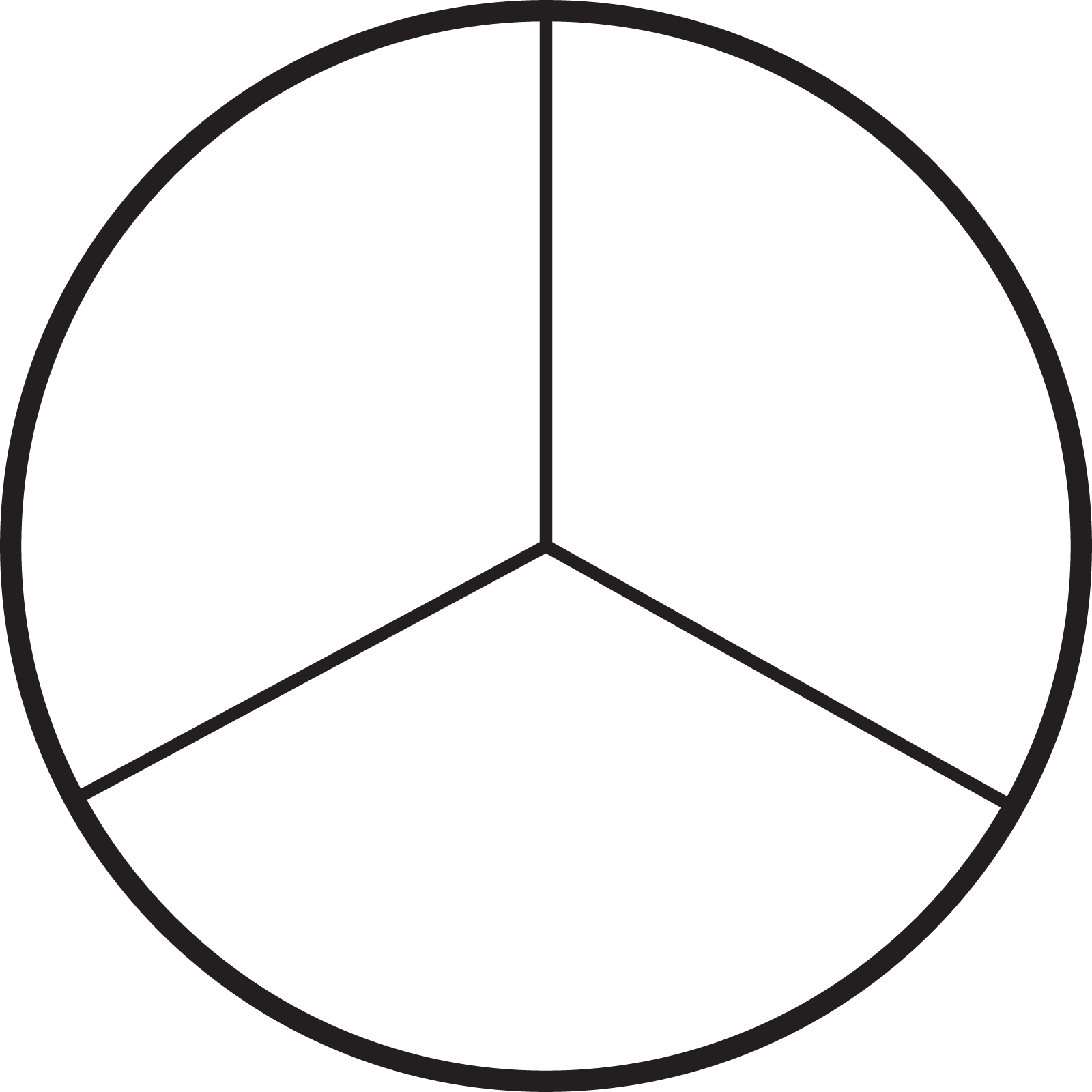 A circle with 3 equal parts.