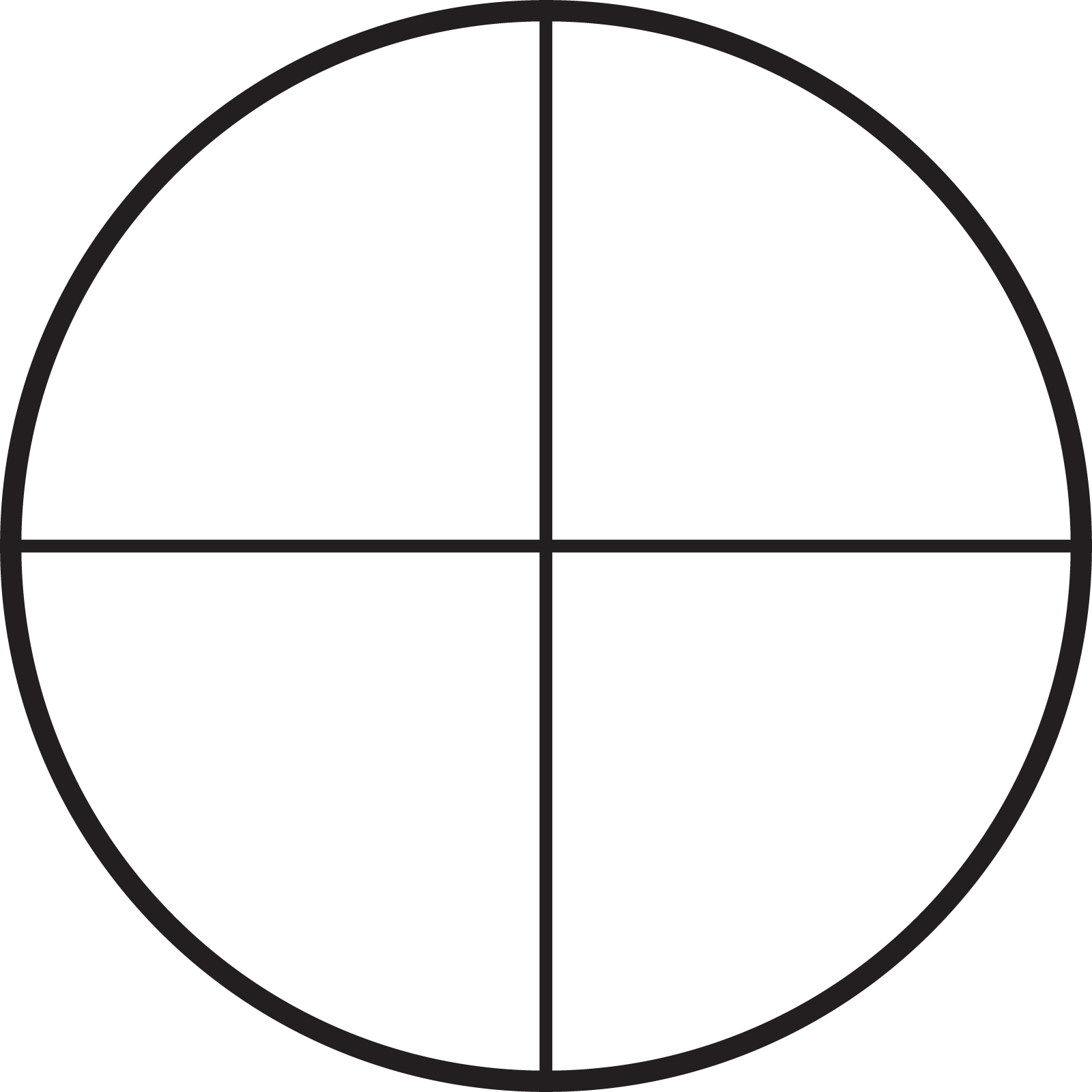 A circle 4 equal parts.