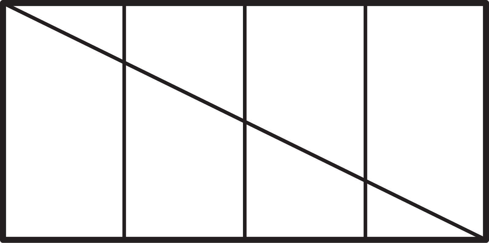 A rectangle partitioned diagonally and vertically
                          with not the parts are the same size.