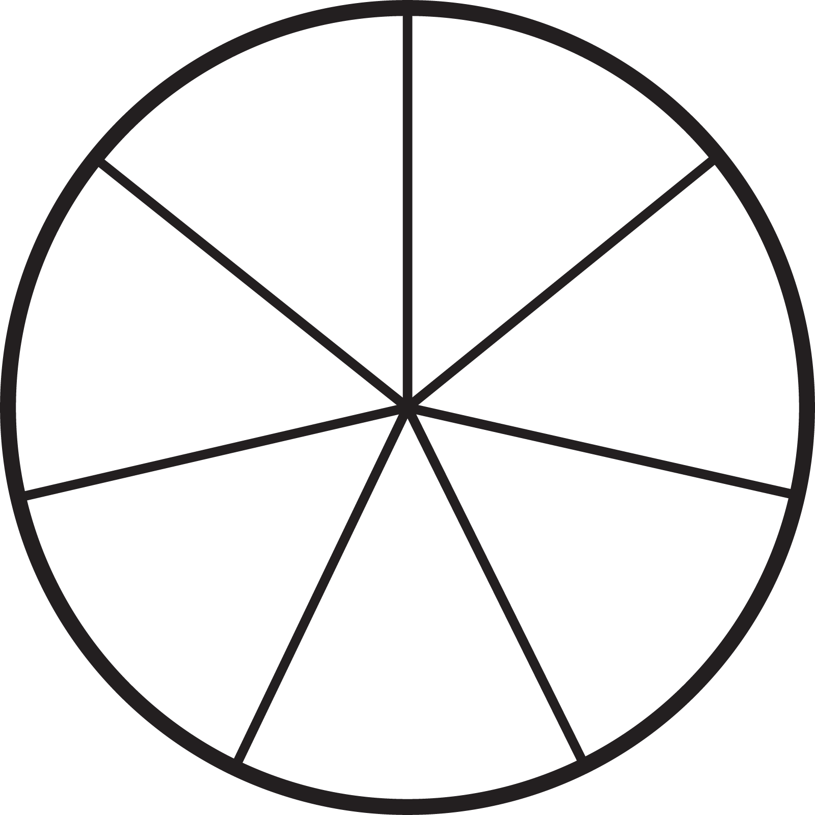 A circled partitioned into 7 parts