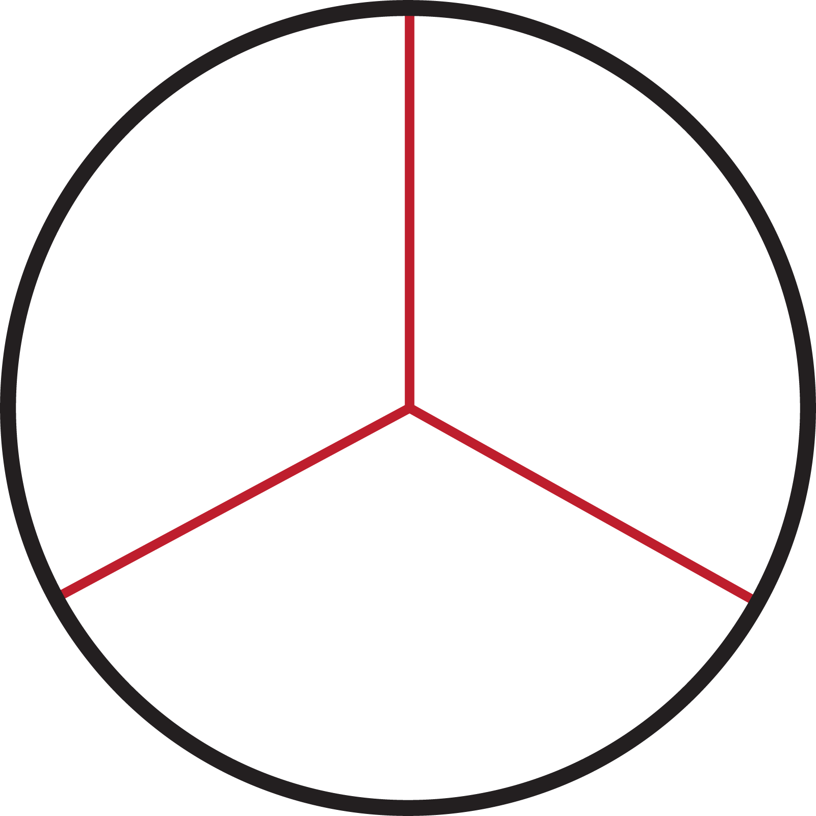 A circle partitioned into 3 equal parts