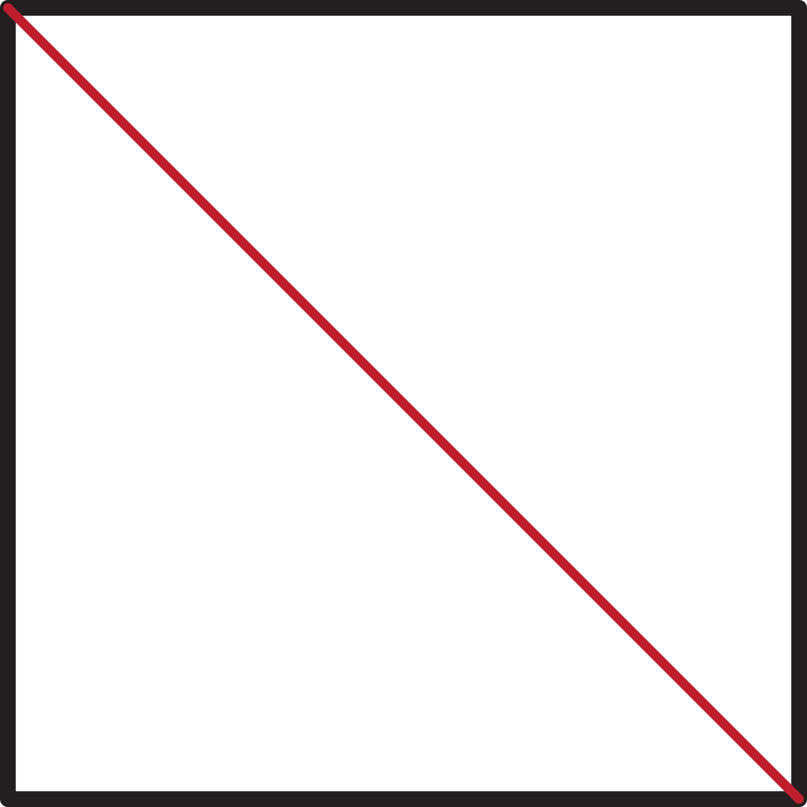 A square partitioned diagonally into 2 equal parts