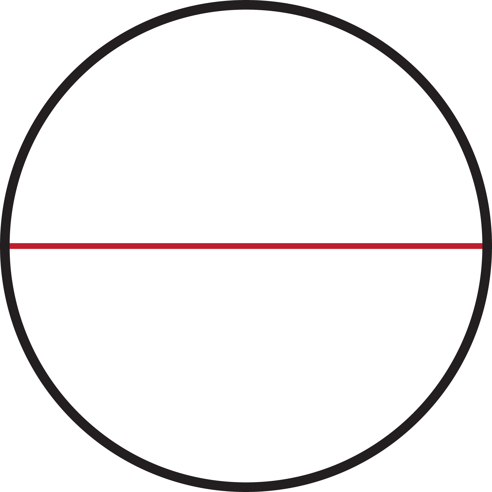 A circle partitioned horizontally into 2 equal parts