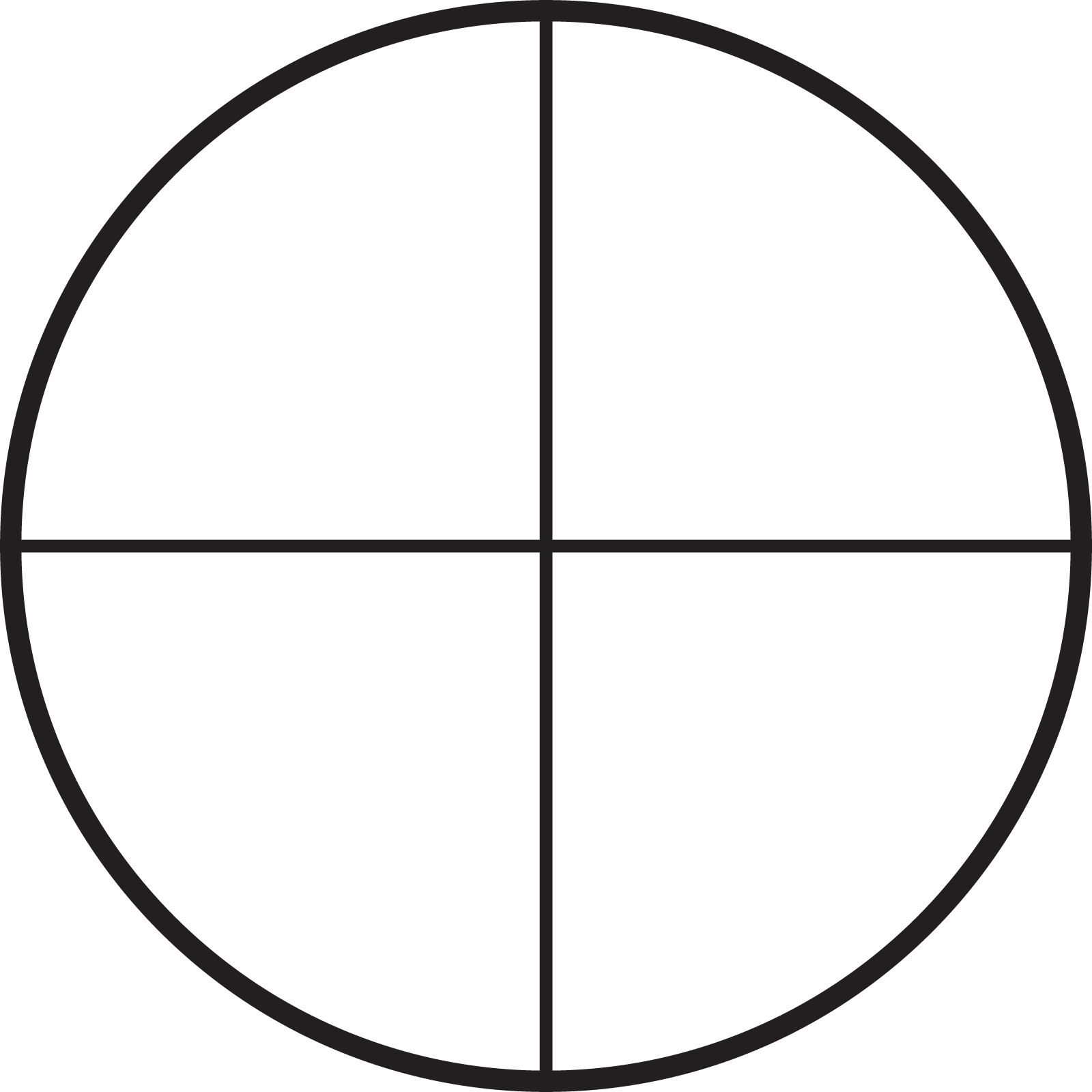 A circled partitioned into 4 equal parts.
