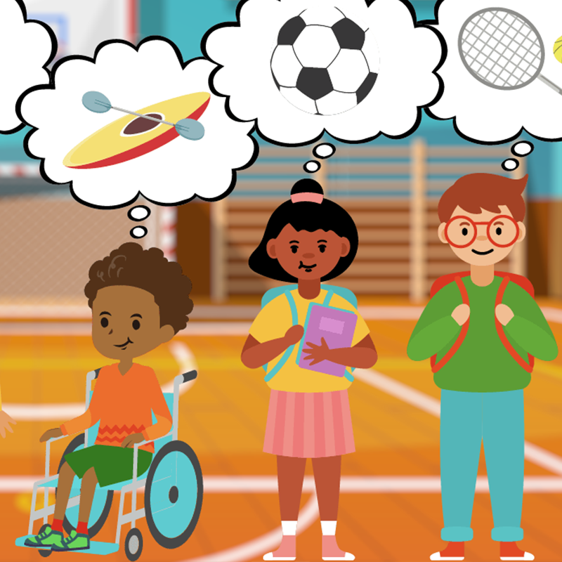 Ava thinking about soccer caleb thinking about kayaking, thinking bout what to put on there banner