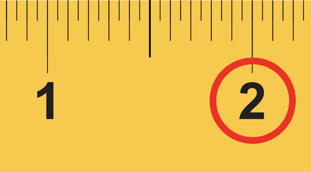 This ruler shows the 2-inch mark