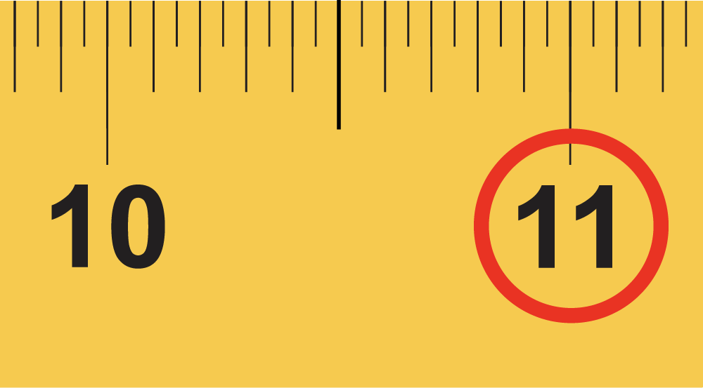 This ruler shows the 11-inch mark is circled