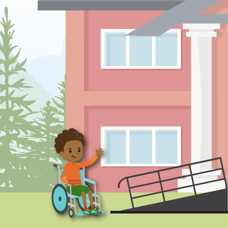 Caleb working on the wheel chair ramp at his school.