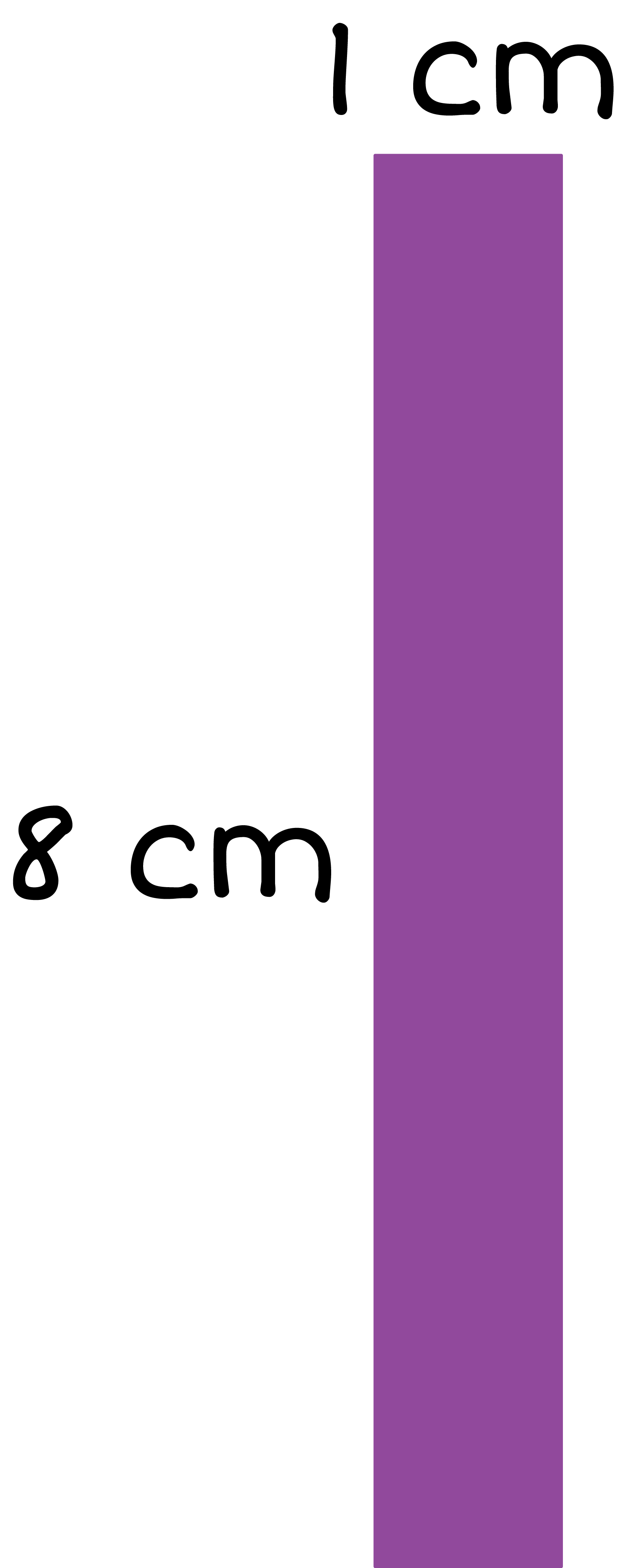 Rectangle. width 8 centimeters, lenght 1 centimeters