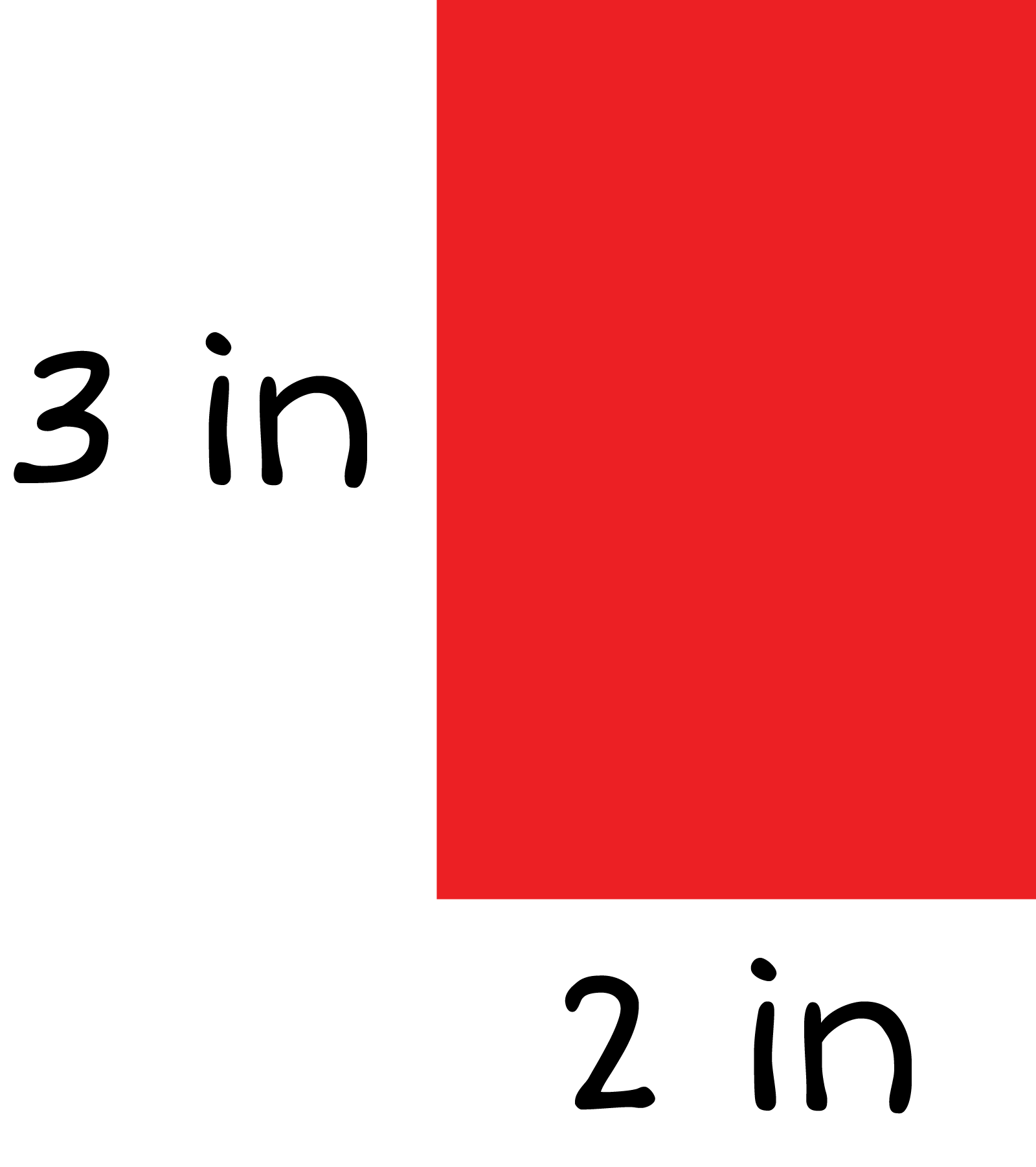 Rectangle width 3 inches, length 2 inches.