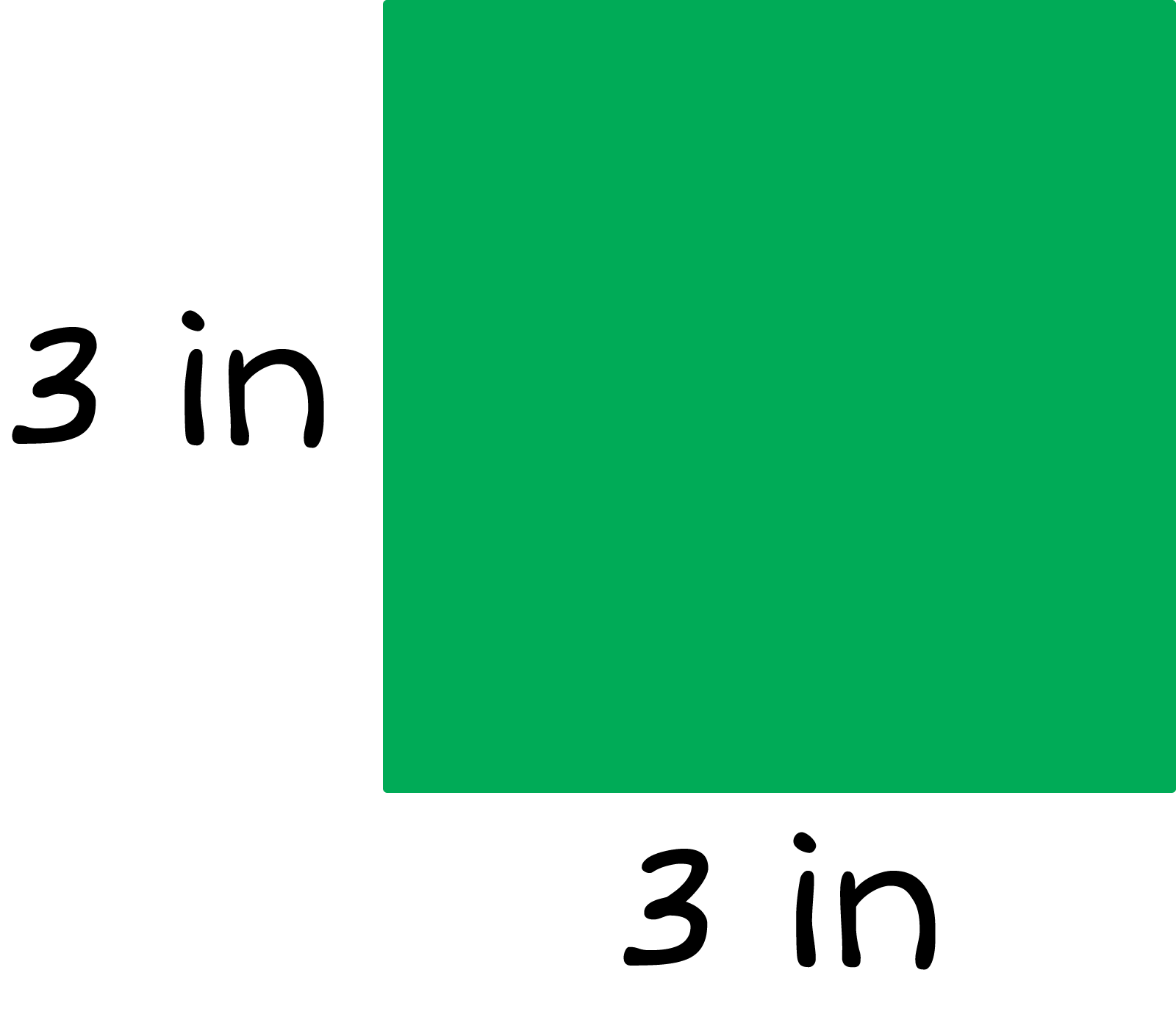 Square width 3 inches, lenght 3 inches.