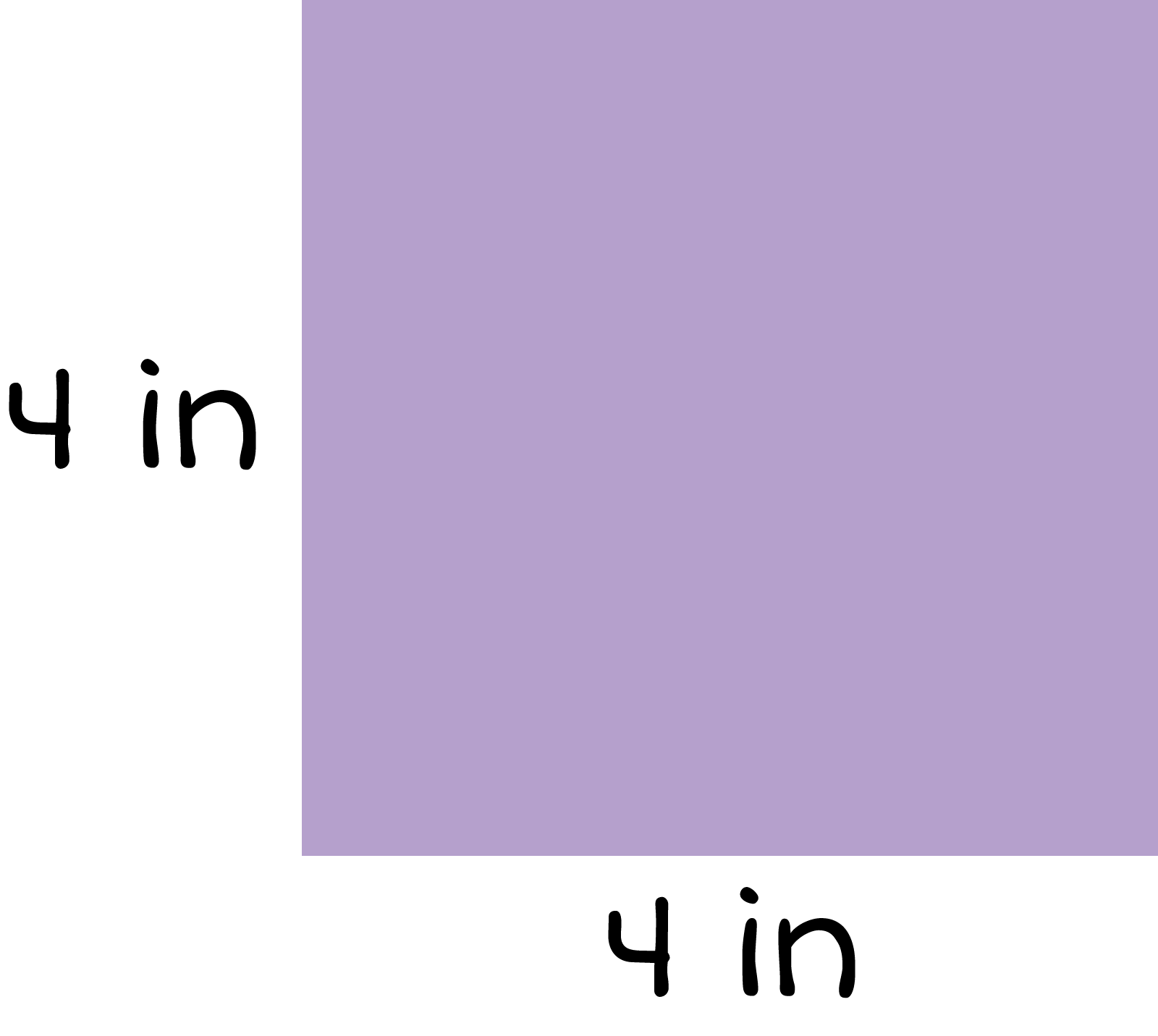 Square  width: 4 inches, length 4 inches.