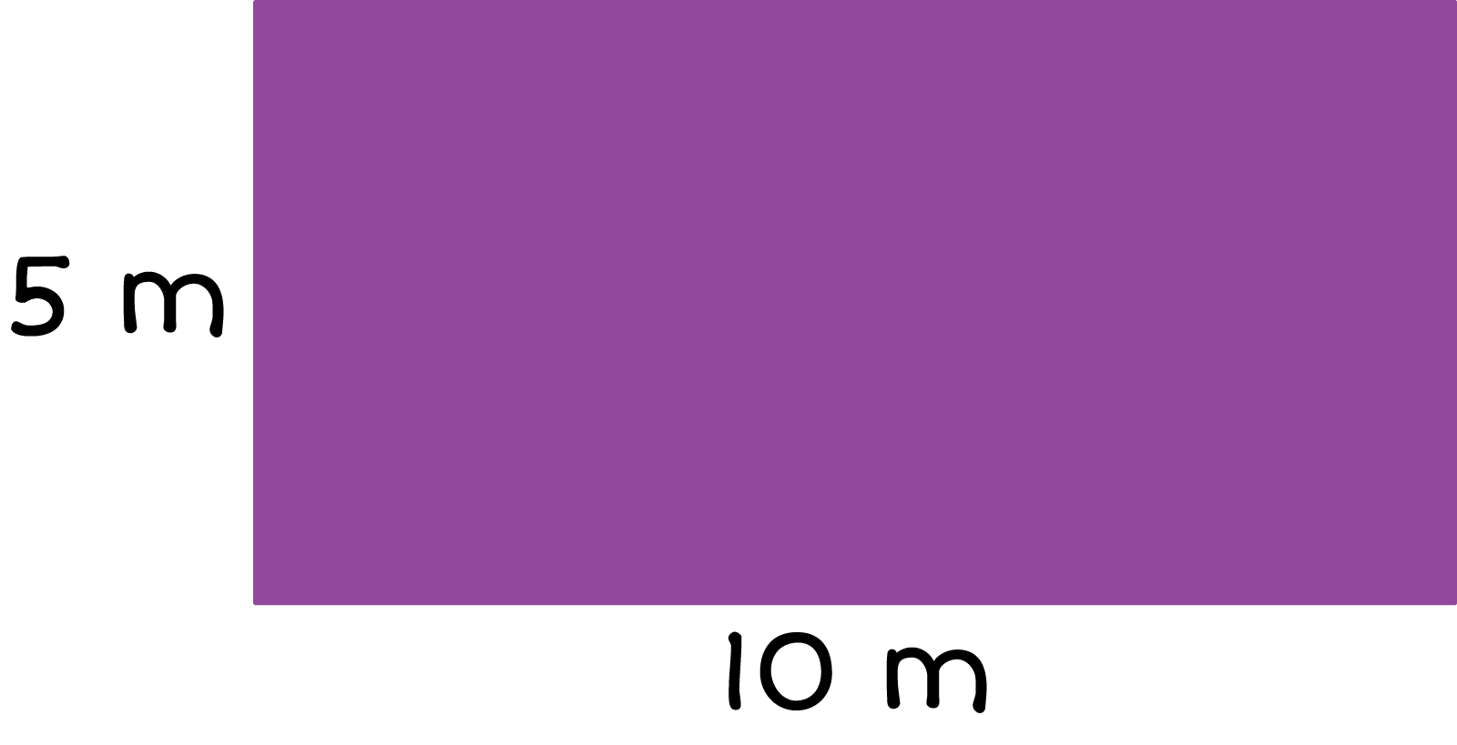A rectangle width 5 meters, length 10 meters.