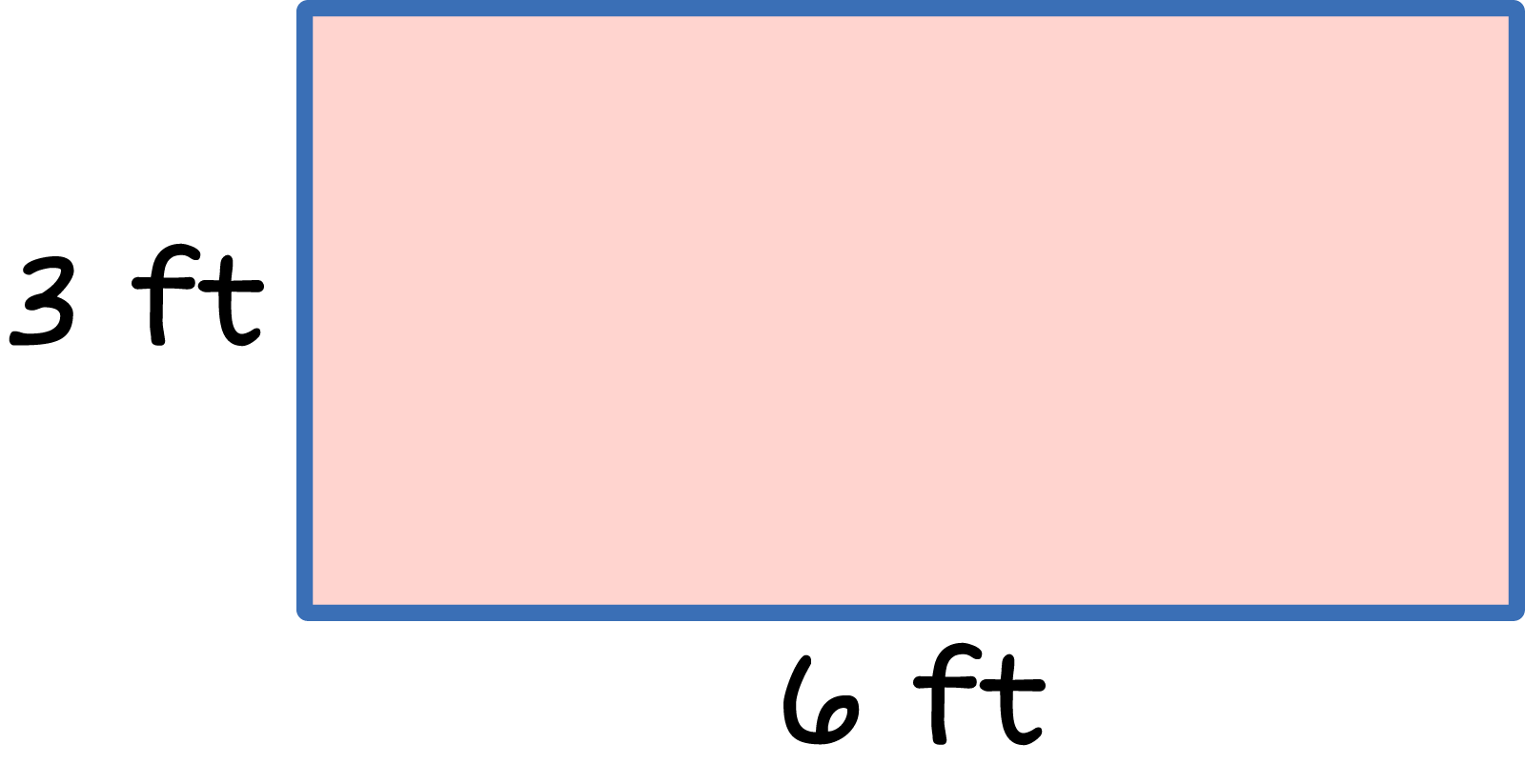 A rectangle width 3 feet, length 6 feet.