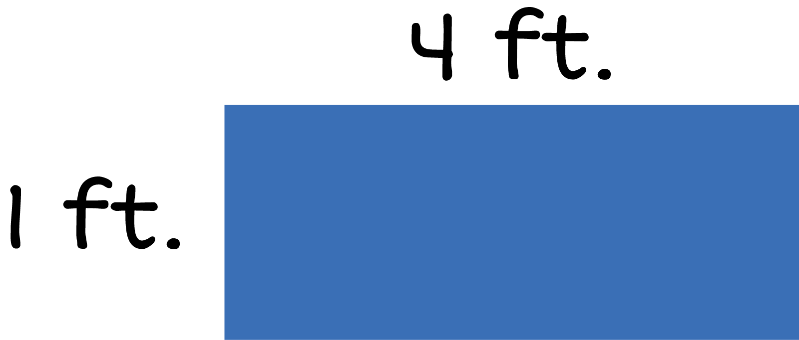 A rectangle width 1 foot, length 4 feet.