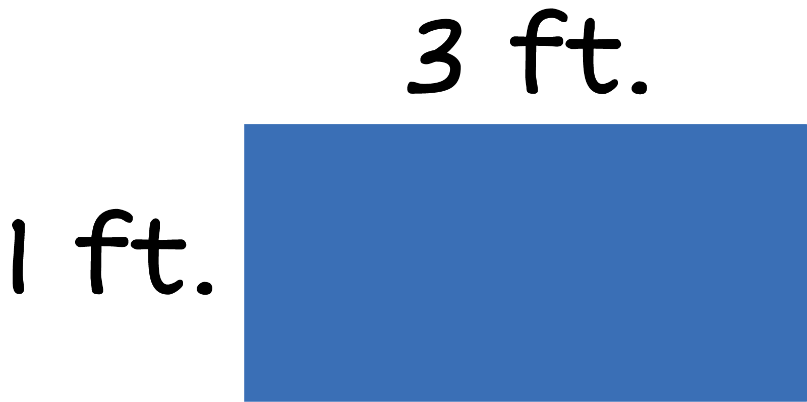 A rectangle. width 1 foot, length 3 feet.