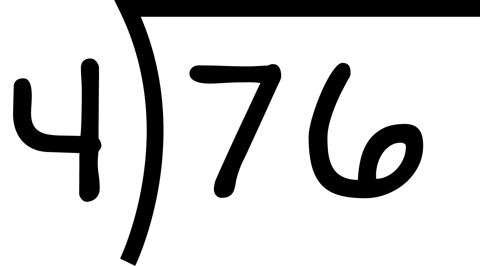 76 divided by 4.