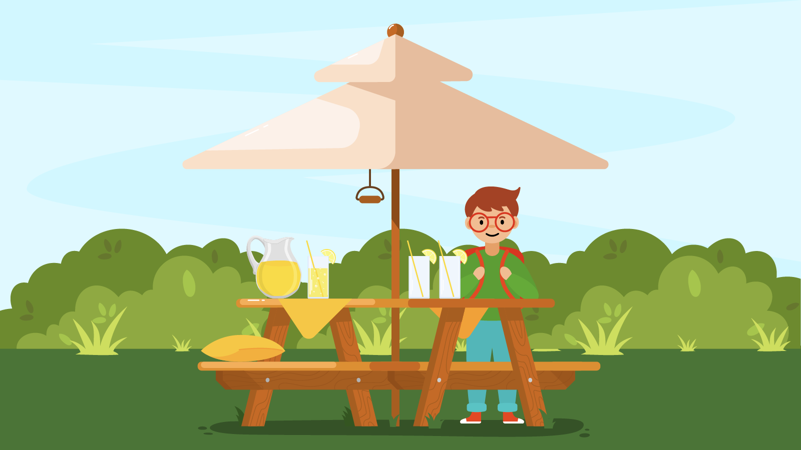 Logan making lemonade for his friends.