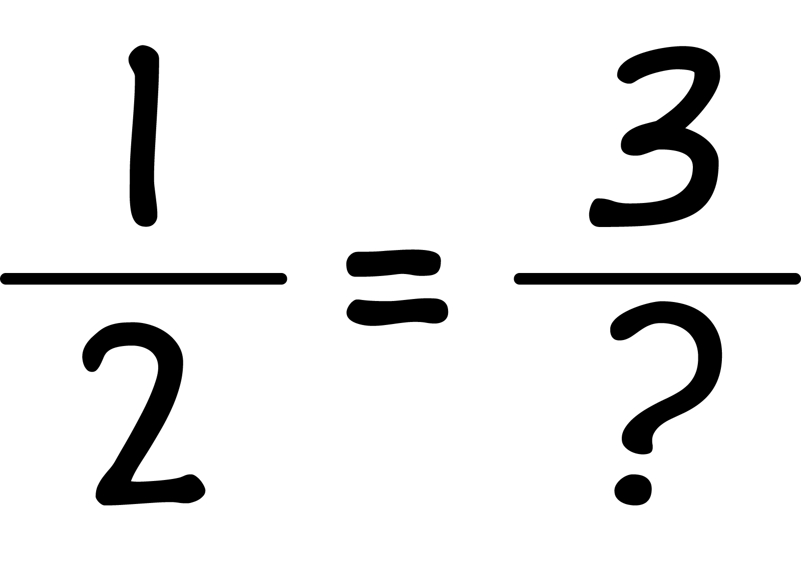 one half equals 3 sixths.