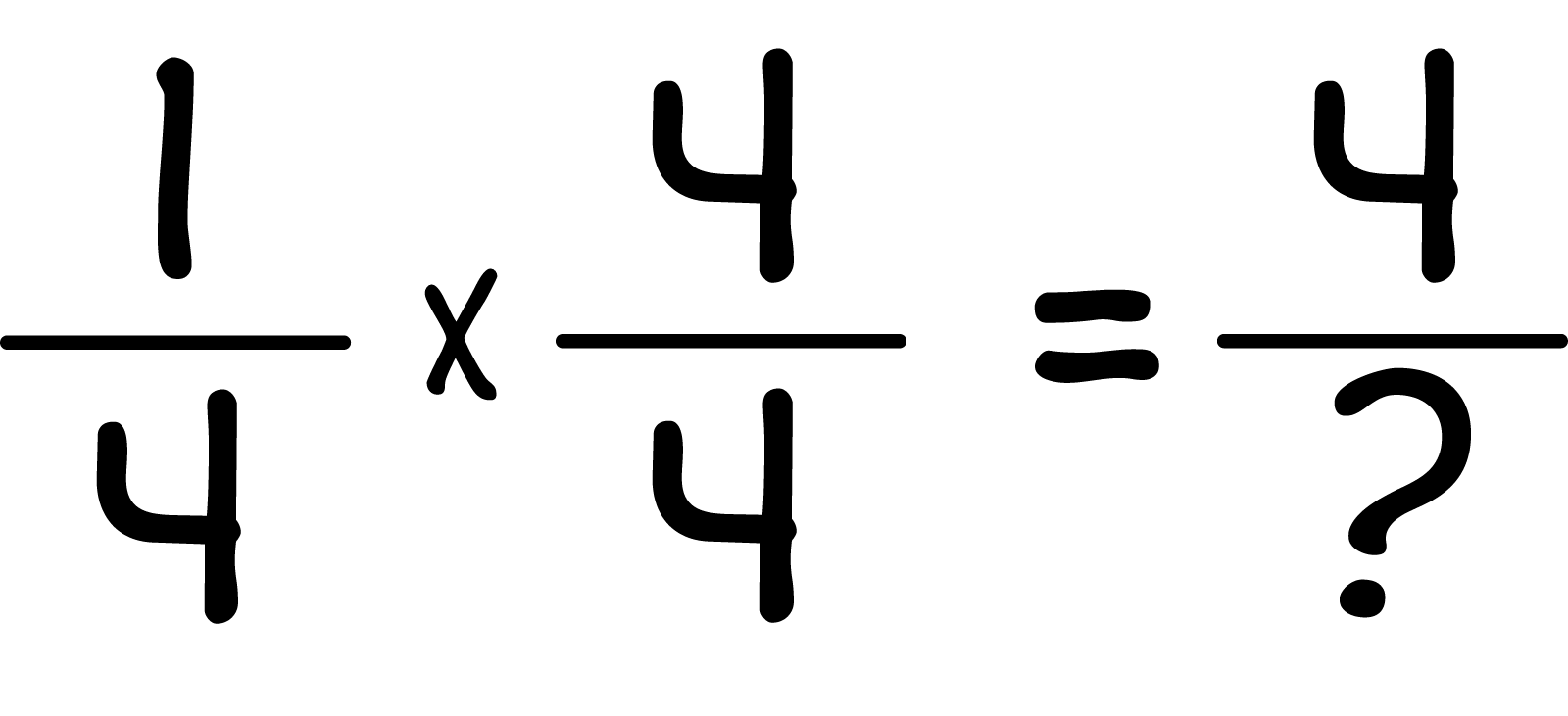 1 fourth times 4 fourths equals 4 over missing number