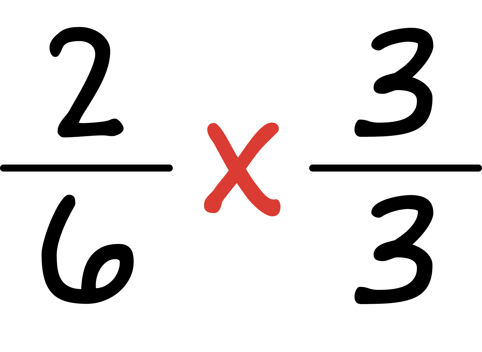 2 sixths times 3 thirds.