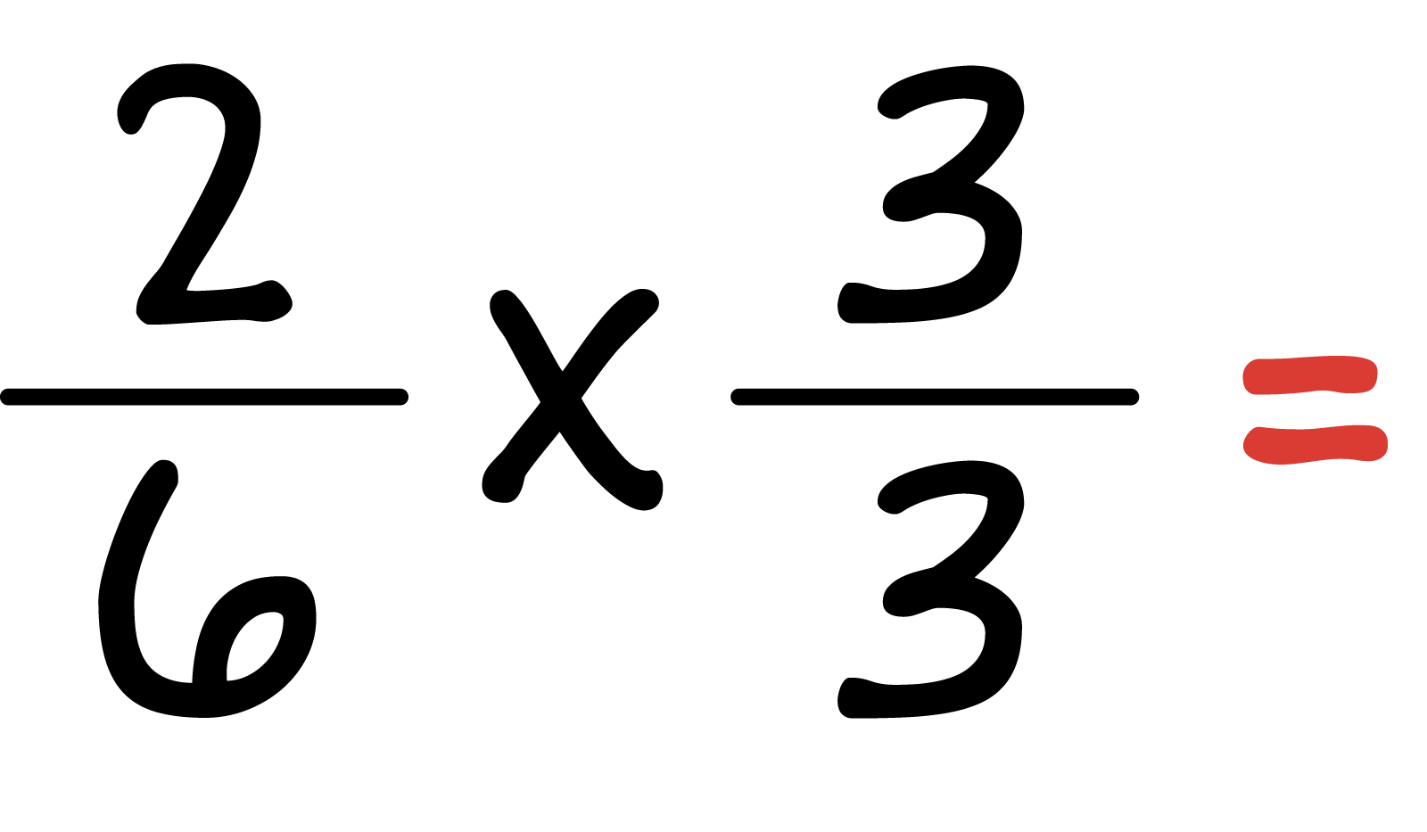 2 sixths times 3 thirds.