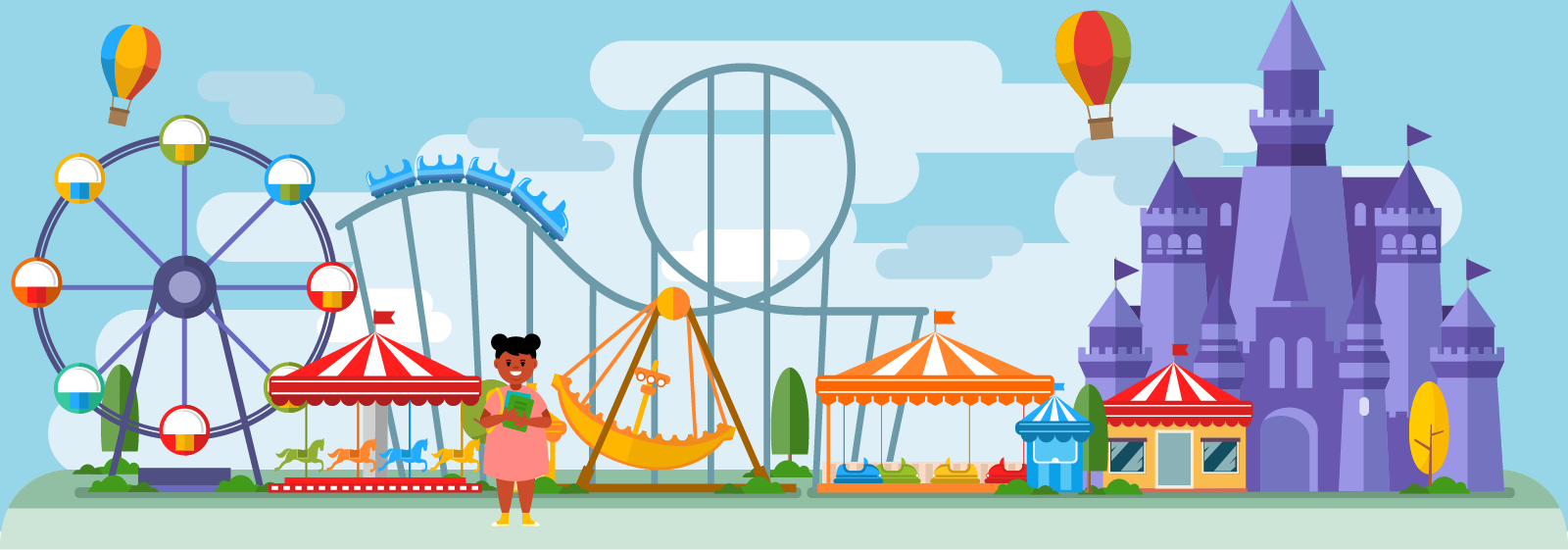 Zoe on her class trip at the amusement park.
