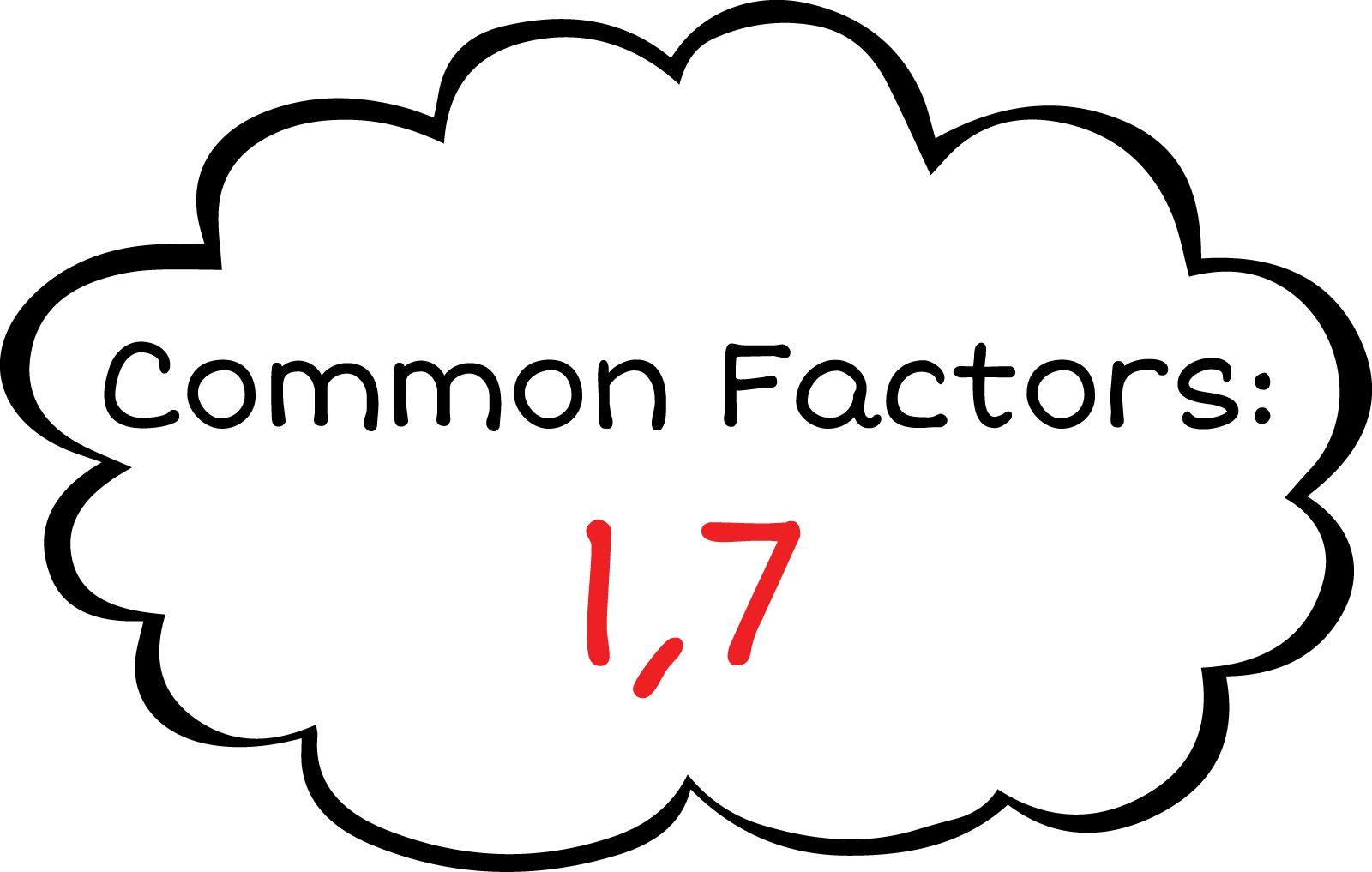 A cloud with the common factors 1 and 7.