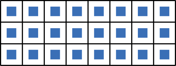 an array of squares 3 rows and 8 columns of squares.