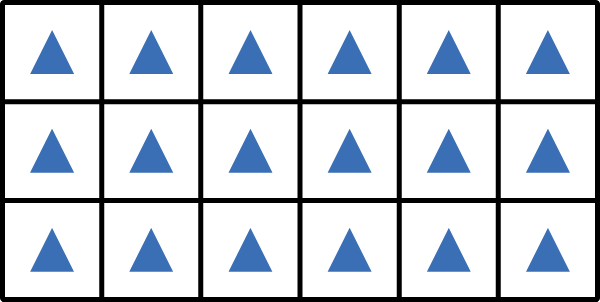 an array of 3 row and 6 columns of trianlges.