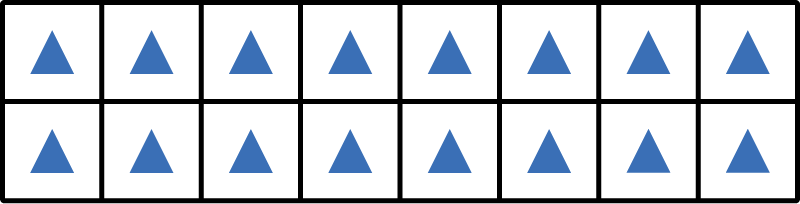 an array of 2 rows and 8 columns