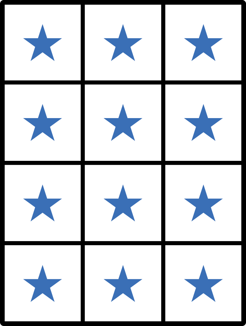 an array of 4 rows and 3 columns