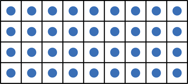 an array of 4 rows by 9 columns
