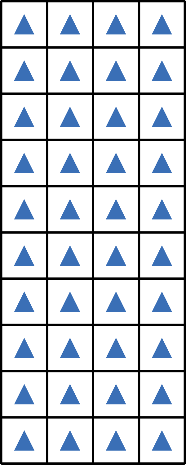 an array of 4 rows by 9 columns