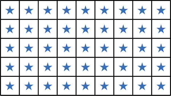 an array of 5 rows by 9 columns
